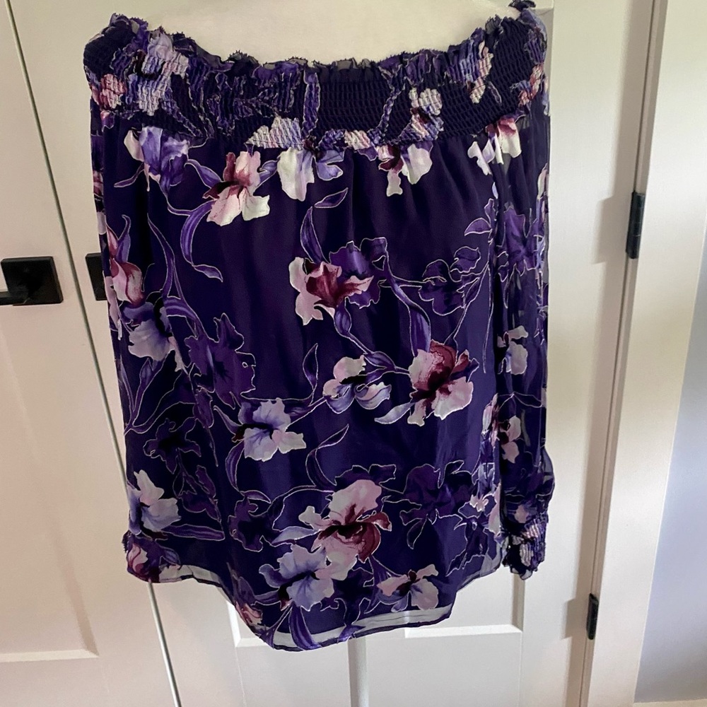 NWT White House Black Market silk off the shoulder top